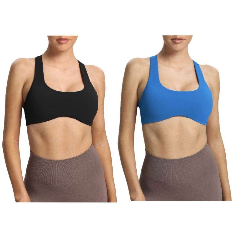 Amazon | NWOT Black & Blue Sports Bra Set